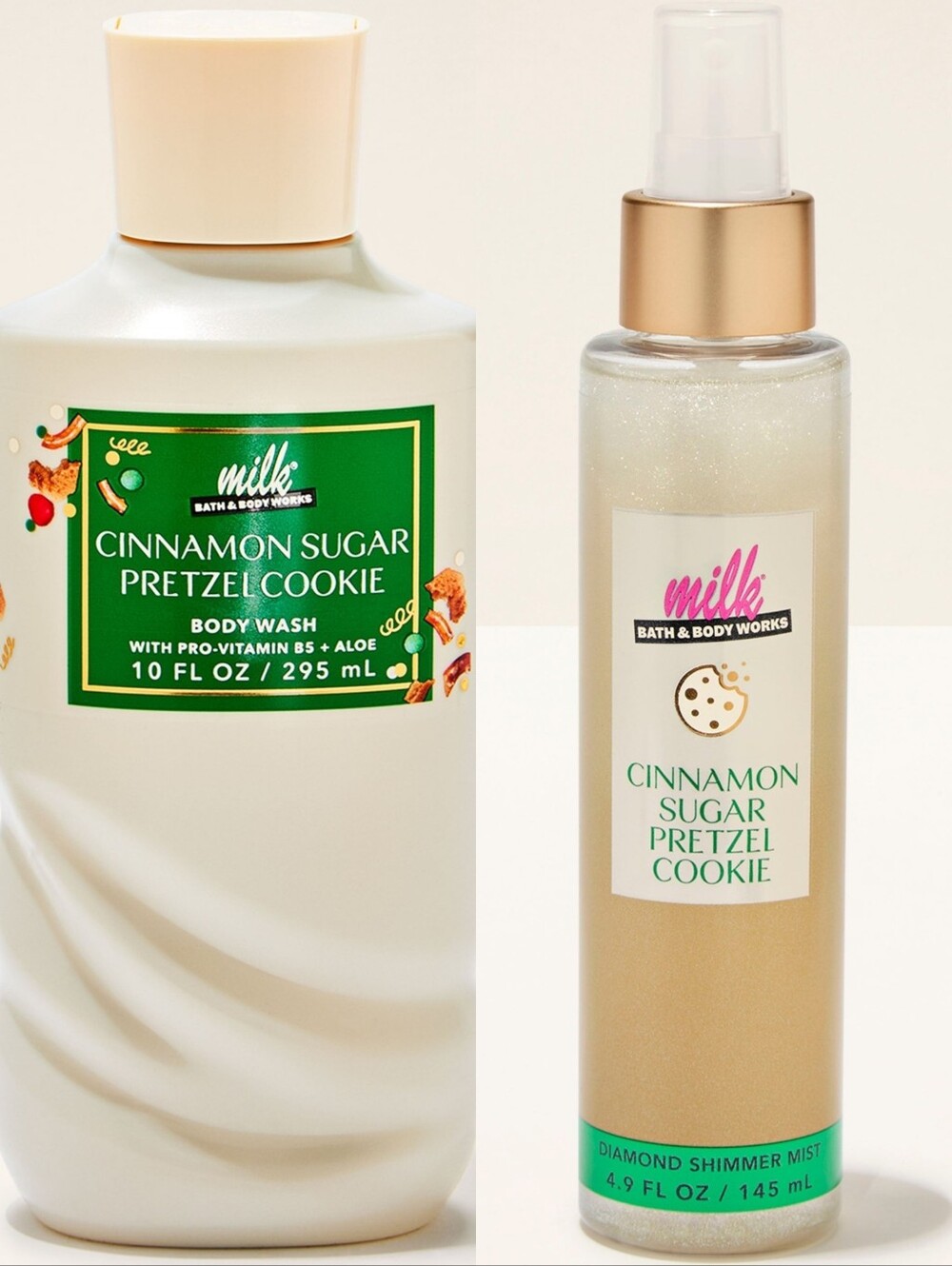 Bath & Body Works Cinnamon Sugar Pretzel Cookie Body Wash & Shimmer Mist Set NEW
